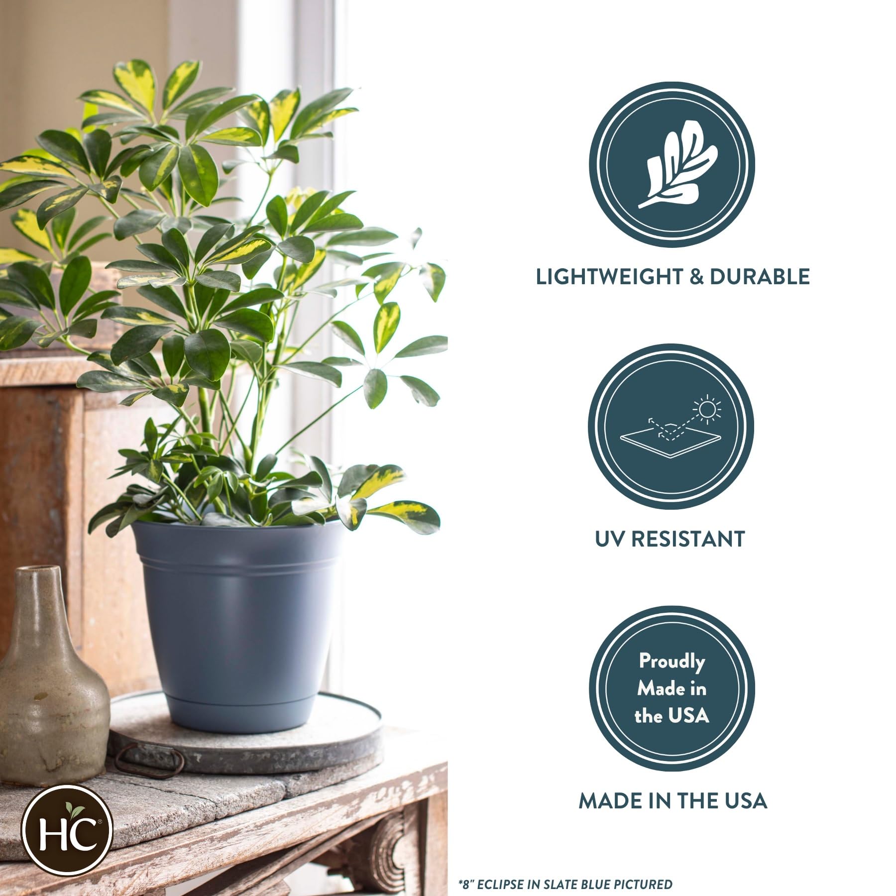 Amazon.com : The HC Companies Eclipse Round Planter with Saucer